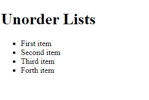unordered lists in browser