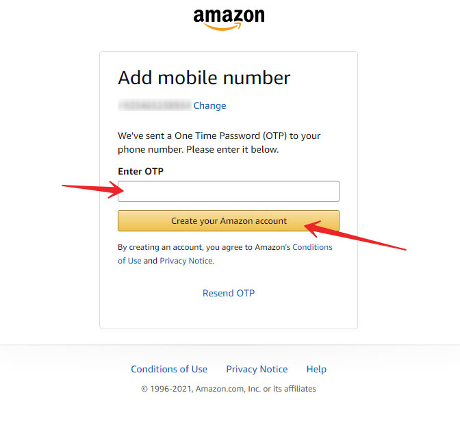 verify mobile number on amazon