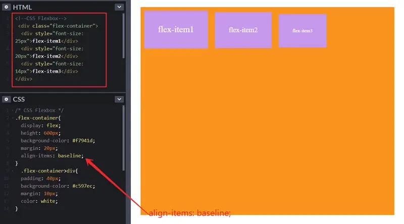 align items to baseline in css