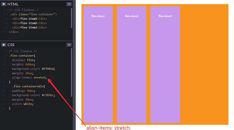 align items to stretch in css