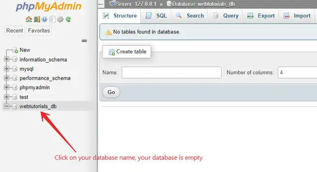 just click on your MySQL database name