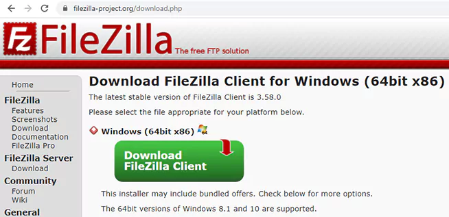 download filezilla client on your pc