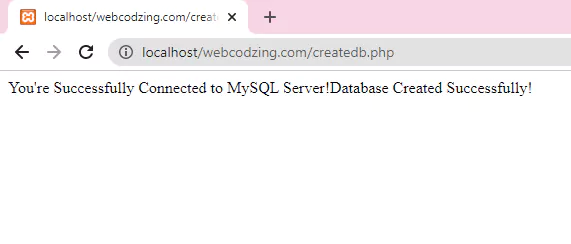 mysql database created successfully
