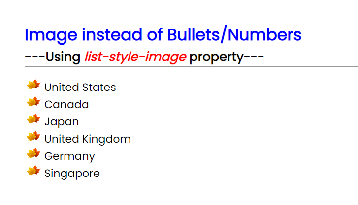 CSS list-style-image property example