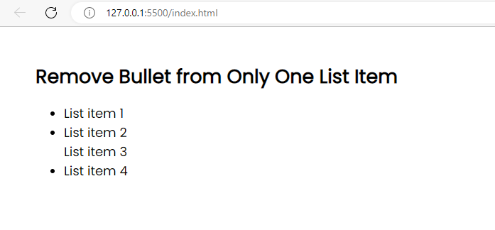 Remove bullet from only one list item