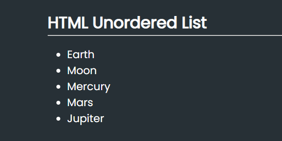 Unordered HTML List types