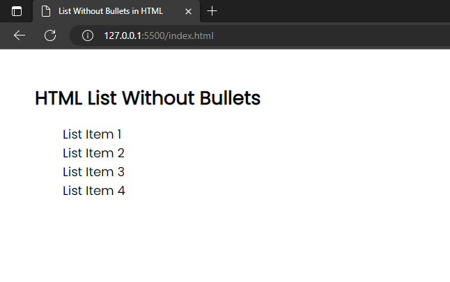 list without bullets HTML