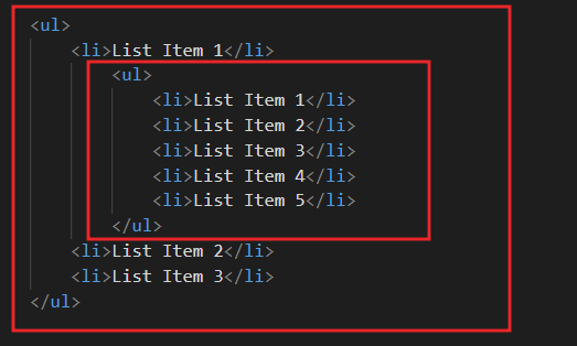 nested list code example