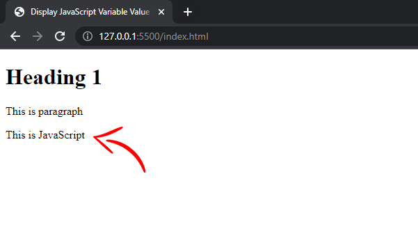 Displaying JavaScript variable using document write method