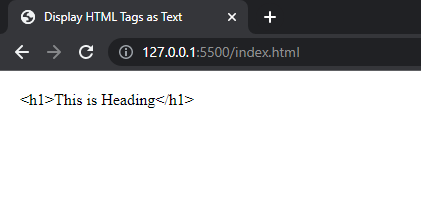 HTML tags as text example