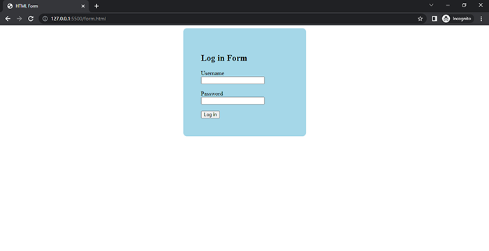 centered html form