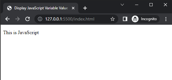 display javascript variable in html
