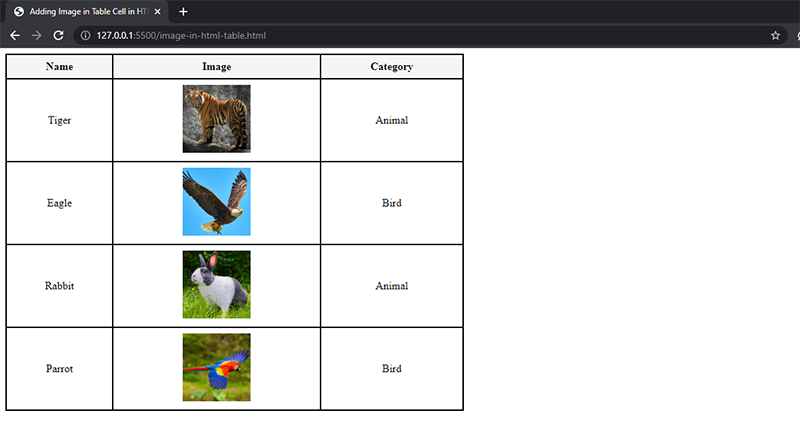 Image in Table HTML