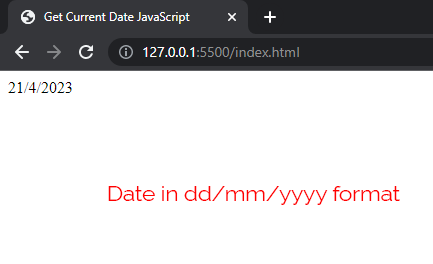 JavaScript date in dd mm yyyy format